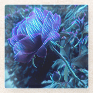Electric Garden Rose Glass Coaster