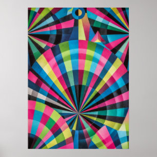 Electric Geometry Radio Waves & Sunrays Art Deco Poster