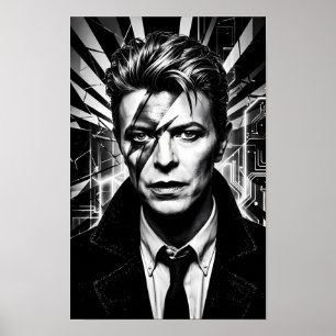 Electric Glam Rock Lightning Portrait Poster