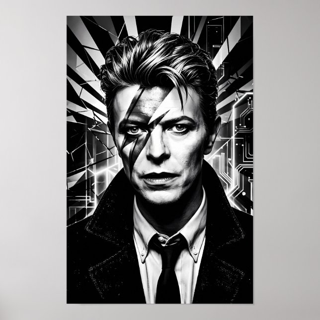 Electric Glam Rock Lightning Portrait Poster (Front)