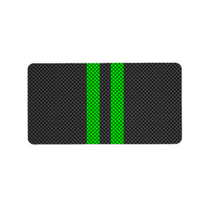 Electric Green Carbon Fibre Style Racing Stripes Label