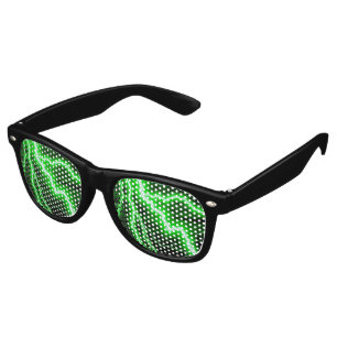 Electric Green Lightning Bolt Retro Sunglasses