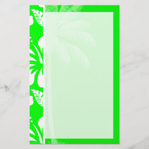 Electric Green Tropical Hibiscus; Palm Stationery