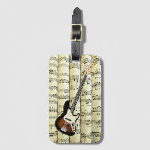 Electric Guitar 01 On Rolled Sheet Music ~ Luggage Tag