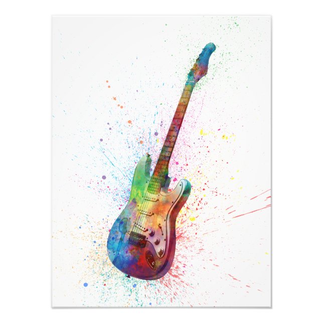 Electric Guitar Abstract Watercolor Photo Print (Front)