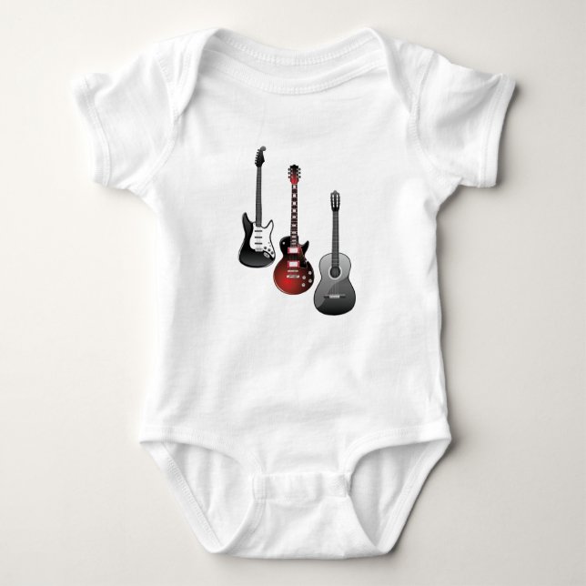 electric guitar, acoustic guitar baby bodysuit (Front)