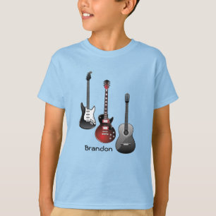 Electric Guitar Acoustic Guitar Personalised Name T-Shirt