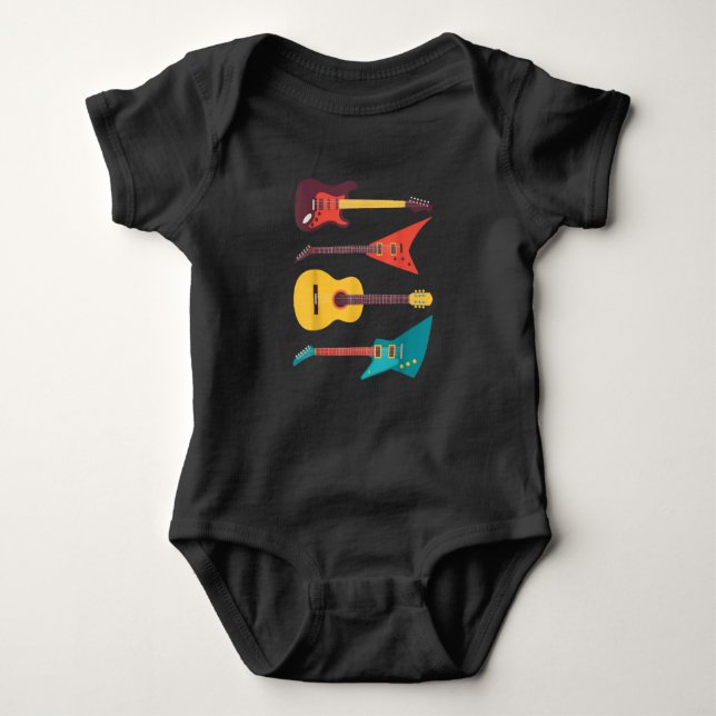 Electric Guitar And Acoustic Guitar Musician Gift Baby Bodysuit (Front)