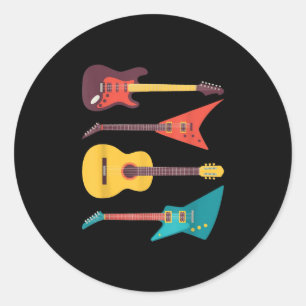 Electric Guitar And Acoustic Guitar Musician Gift Classic Round Sticker