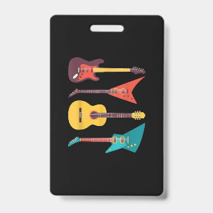 Electric Guitar And Acoustic Guitar Musician Gift ID Badge