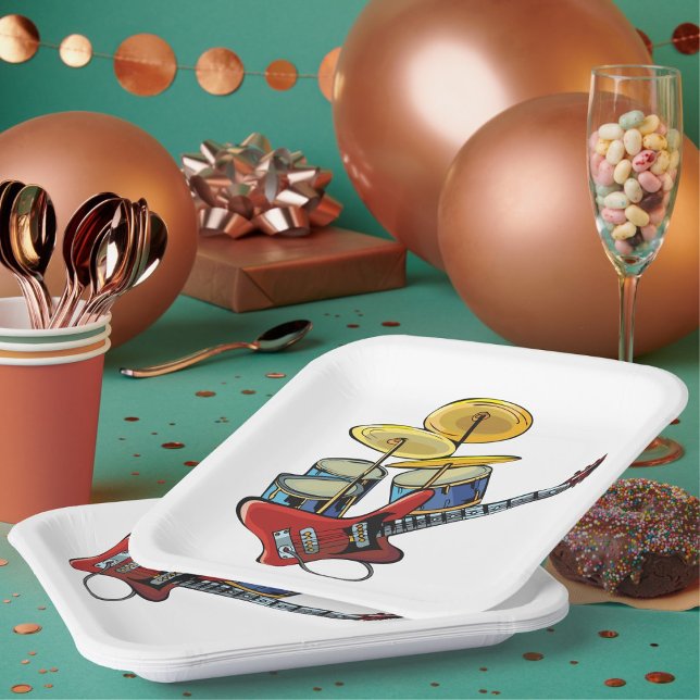 Electric Guitar And Drums Paper Plate (Creator Uploaded)