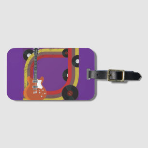 Electric Guitar and Vinyl Records Vintage Music Luggage Tag