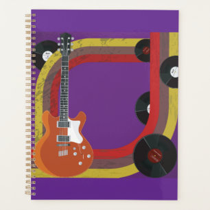 Electric Guitar and Vinyl Records Vintage Music Planner