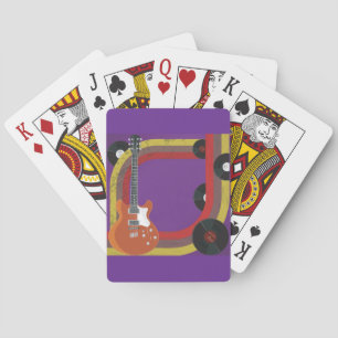 Electric Guitar and Vinyl Records Vintage Music Playing Cards