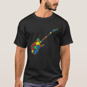 Electric Guitar Autism Puzzle Women Men Autism Aw T-Shirt