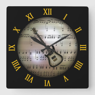 Electric Guitar~Background “The Musical Planet” *~ Square Wall Clock