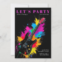 Electric Guitar Birthday Party Invitation