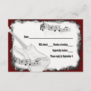Electric Guitar Black Red White Music RSVP Card