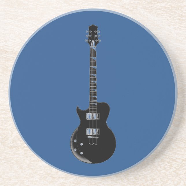 Electric Guitar Blue Black Pop Art Coaster (Front)
