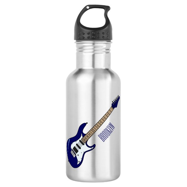 Electric guitar cartoon illustration 532 ml water bottle (Front)