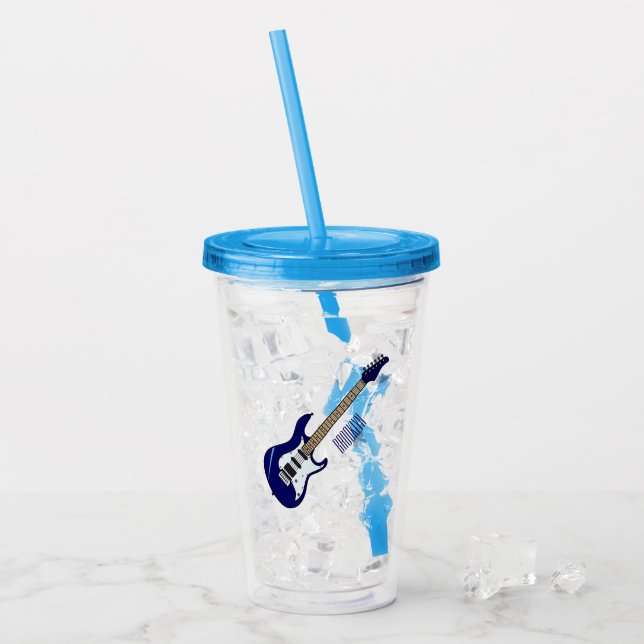 Electric guitar cartoon illustration acrylic tumbler (Front Ice)