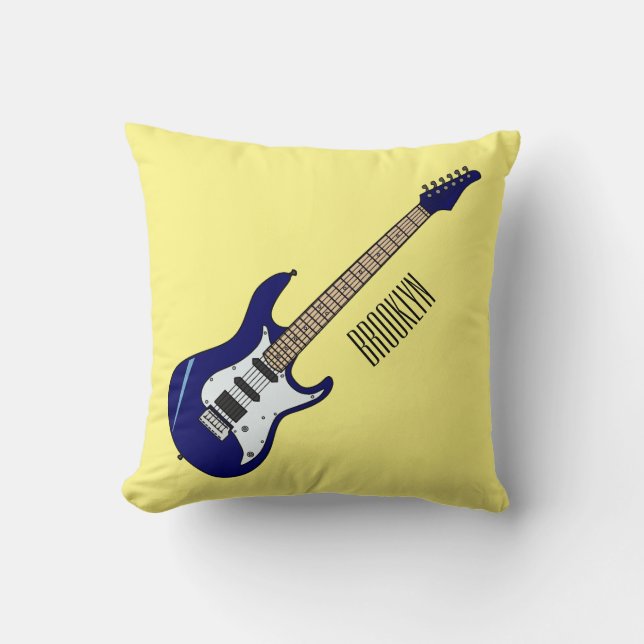 Electric guitar cartoon illustration cushion (Front)