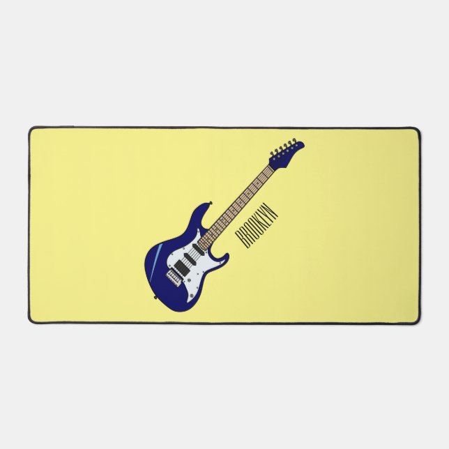 Electric guitar cartoon illustration desk mat (Front)
