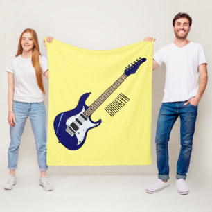 Electric guitar cartoon illustration fleece blanket