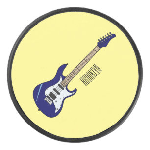 Electric guitar cartoon illustration hockey puck