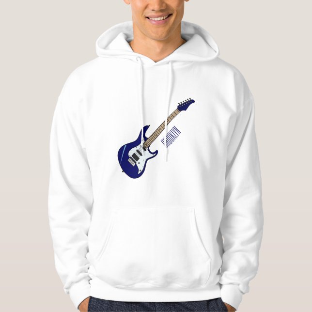 Electric guitar cartoon illustration hoodie (Front)