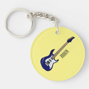 Electric guitar cartoon illustration key ring
