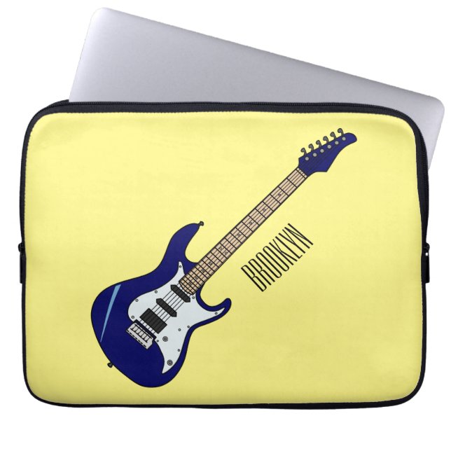 Electric guitar cartoon illustration laptop sleeve (Front)