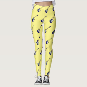 Electric guitar cartoon illustration leggings