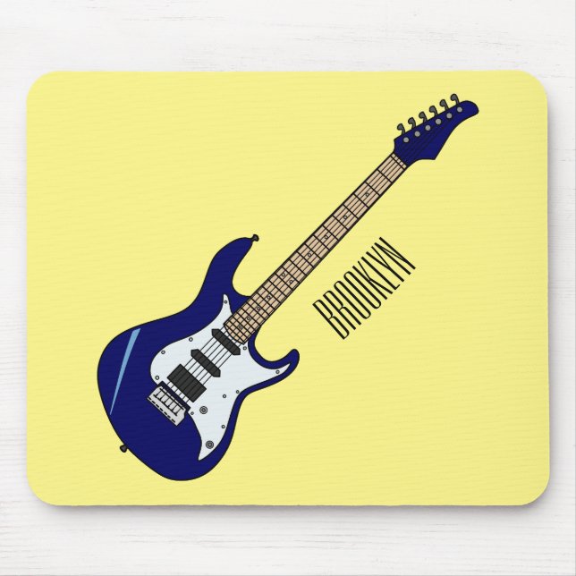 Electric guitar cartoon illustration mouse pad (Front)