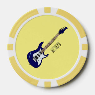 Electric guitar cartoon illustration poker chips