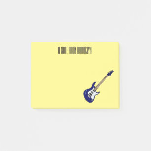 Electric guitar cartoon illustration post-it notes