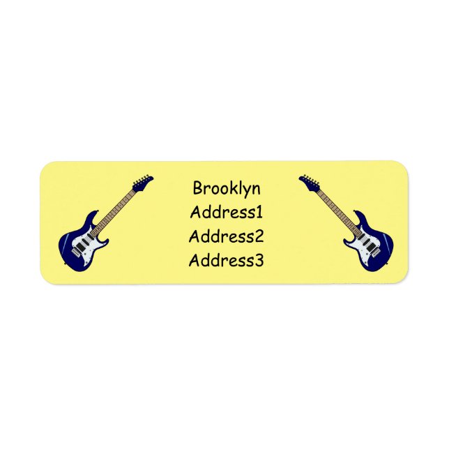Electric guitar cartoon illustration return address label (Front)