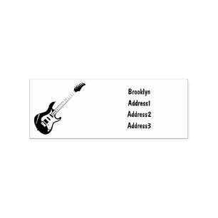 Electric guitar cartoon illustration rubber stamp