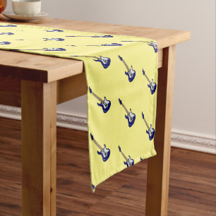 Electric guitar cartoon illustration short table runner