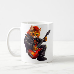 Electric Guitar Cat Rocking Music Playing Guitar L Coffee Mug