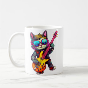 Electric Guitar Cat Rocking Music Playing Guitar L Coffee Mug