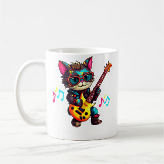 Electric Guitar Cat Rocking Music Playing Guitar L Coffee Mug
