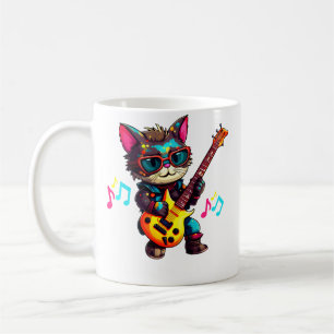 Electric Guitar Cat Rocking Music Playing Guitar L Coffee Mug