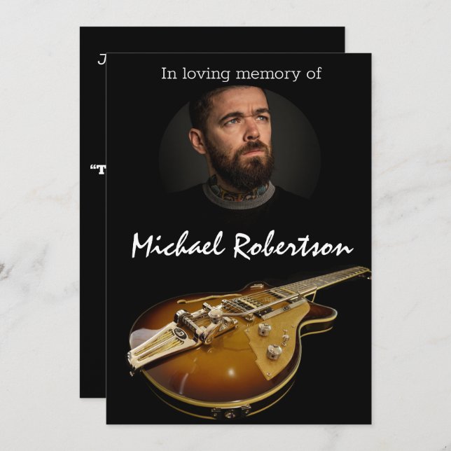 Electric Guitar Celebration of Life  Invitation (Front/Back)