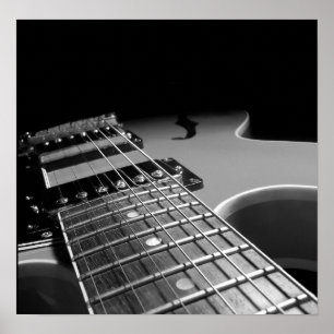 Electric Guitar Close Up - Grey B&W Poster