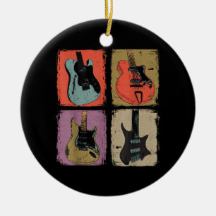 Electric Guitar Collection Band Guitarist Vintage Ceramic Ornament