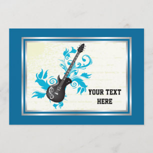 Electric guitar custom  music invitation