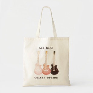 Electric Guitar Dreams Rustic Retro Vintage Slogan Tote Bag