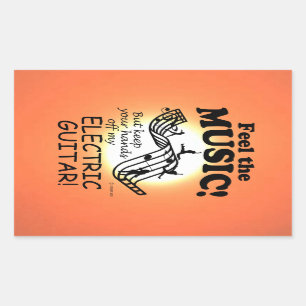 Electric Guitar Feel The Music Rectangular Sticker