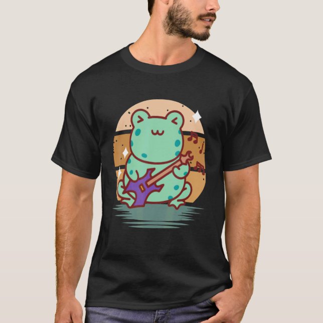 Electric Guitar Frog for Guitarist Music Artist Su T-Shirt (Front)